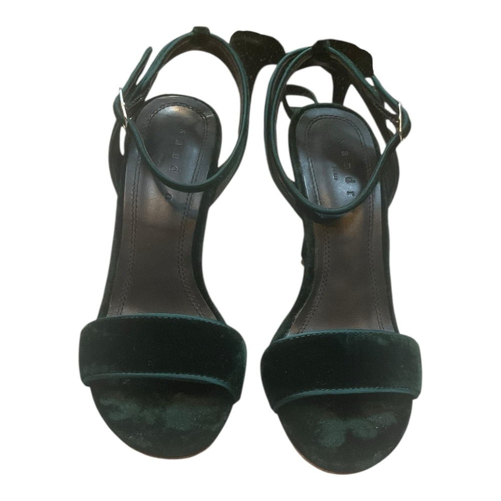 Sandro Dark Green Velvet Heels - Picture 1 of 15